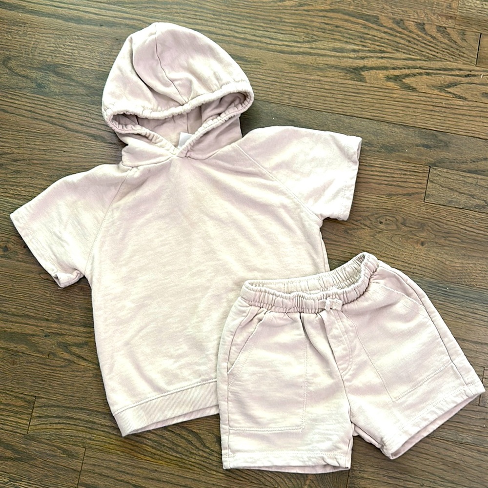 Zara Baby Boys Excellent Condition Beige Hoodie Sweat Matching Set Outfit 4/5